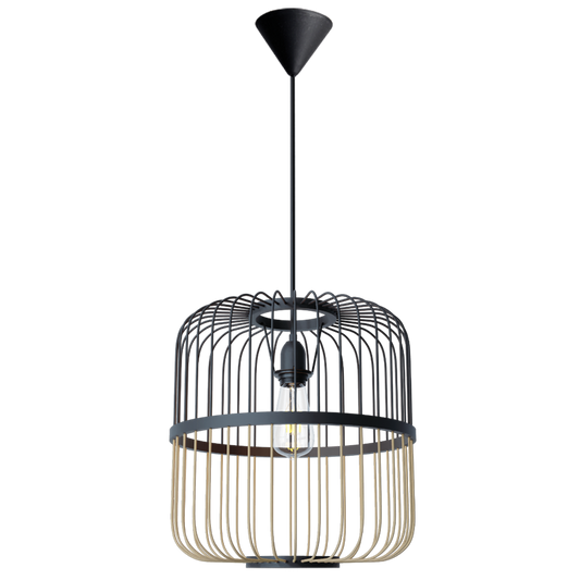 PEN809 Bright Star BAMBOO NATURAL& BLACK 2 TONE BAMBOO PENDANT 1X60W ES