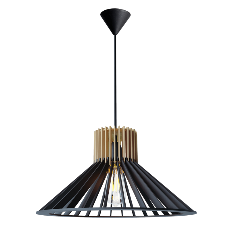 PEN810 Bright Star BAMBOO NATURAL& BLACK 2 TONE WOOD PENDANT 1X60W ES