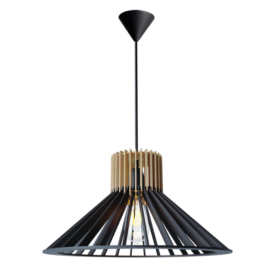 PEN810 Bright Star BAMBOO NATURAL& BLACK 2 TONE WOOD PENDANT 1X60W ES