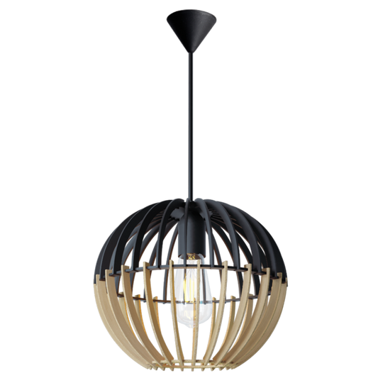 PEN811 Bright Star BAMBOO NATURAL& BLACK 2 TONE WOOD PENDANT 1X60W ES