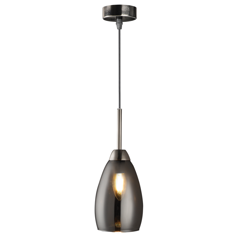 PEN813/1 Bright Star GUN METAL GUN METAL PENDANT SMOKE GLASS 1X40W SES 115MM