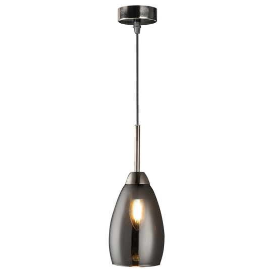 PEN813/1 Bright Star GUN METAL GUN METAL PENDANT SMOKE GLASS 1X40W SES 115MM
