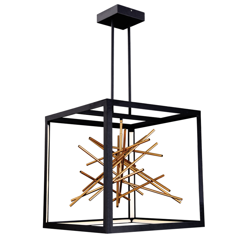 PEN817 Bright Star BLACK BLACK AND GOLD METAL PENDANT 72W LED 3000K