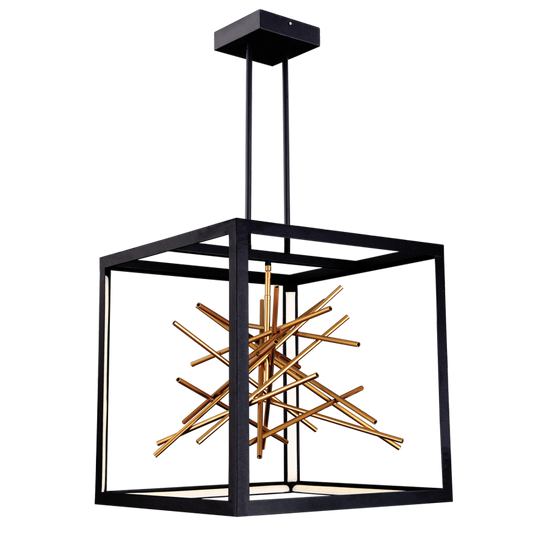 PEN817 Bright Star BLACK BLACK AND GOLD METAL PENDANT 72W LED 3000K