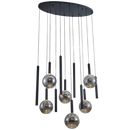 PEN824/12 Bright Star BK/SMOKE 6+6 x G9 METAL & GLASS PENDANT