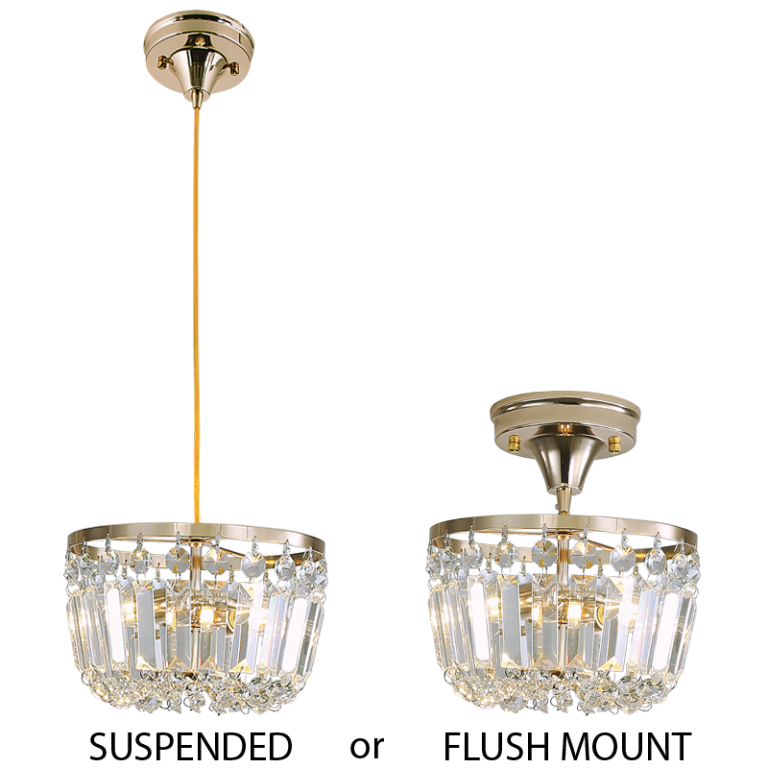 PEN828 Bright Star GOLD 2 IN1 PENDANT& CEILING METAL AND CRYSTAL 2X40W SES
