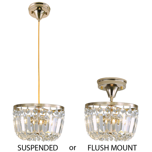PEN828 Bright Star GOLD 2 IN1 PENDANT& CEILING METAL AND CRYSTAL 2X40W SES