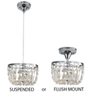 PEN829 Bright Star CHROME 2 IN1 PENDANT& CEILING METAL AND CRYSTAL 2X40W SES