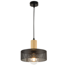 PEN837 Bright Star BLACK BLACK MESH METAL & WOOD PENDANT 1X40W ES 250MM