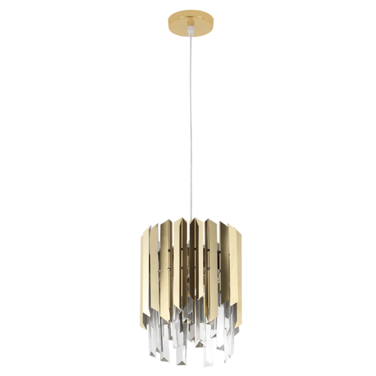 PEN842 Bright Star GOLD STAINLESS STEEL & CRYSTAL PENDANT GOLD 2X40W SES