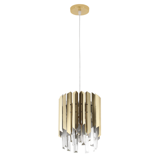 PEN842 Bright Star GOLD STAINLESS STEEL & CRYSTAL PENDANT GOLD 2X40W SES