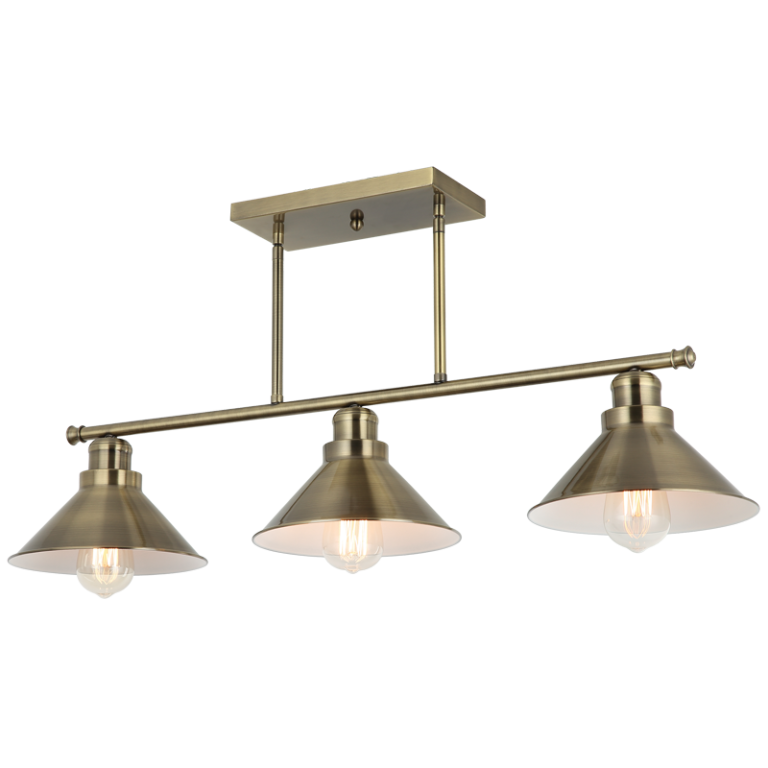 PEN844/3 Bright Star ANTIQUE ANTIQUE BRASS METAL 3LIGHT PENDANT 3X40W ES