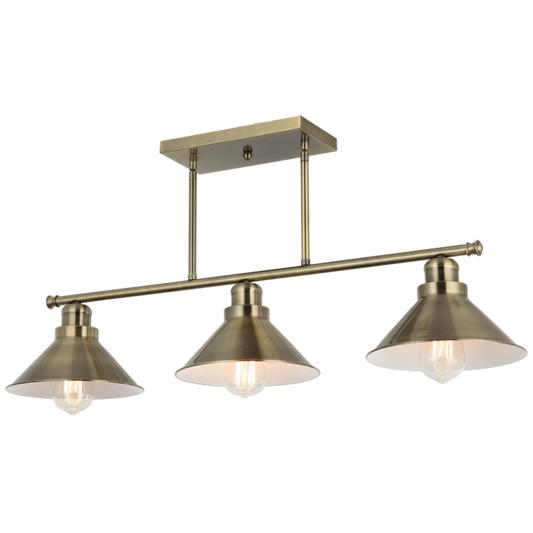 PEN844/3 Bright Star ANTIQUE ANTIQUE BRASS METAL 3LIGHT PENDANT 3X40W ES