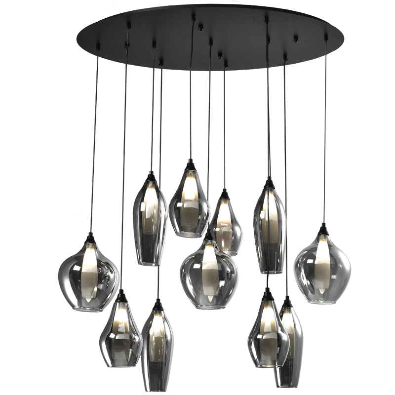 PEN847/11 Bright Star SMOKE METAL PENDANT SMOKE OUTER FROSTED INNER GLS 11XG9
