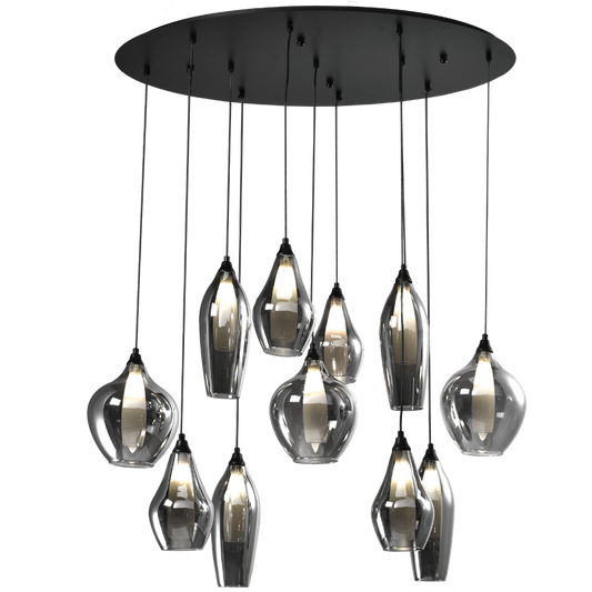 PEN847/11 Bright Star SMOKE METAL PENDANT SMOKE OUTER FROSTED INNER GLS 11XG9