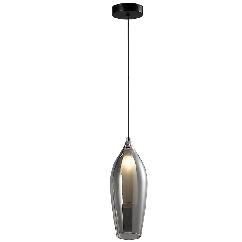 PEN848/1 Bright Star SMOKE METAL PENDANT SMOKE OUTER FROSTED INNER GLS 1XG9