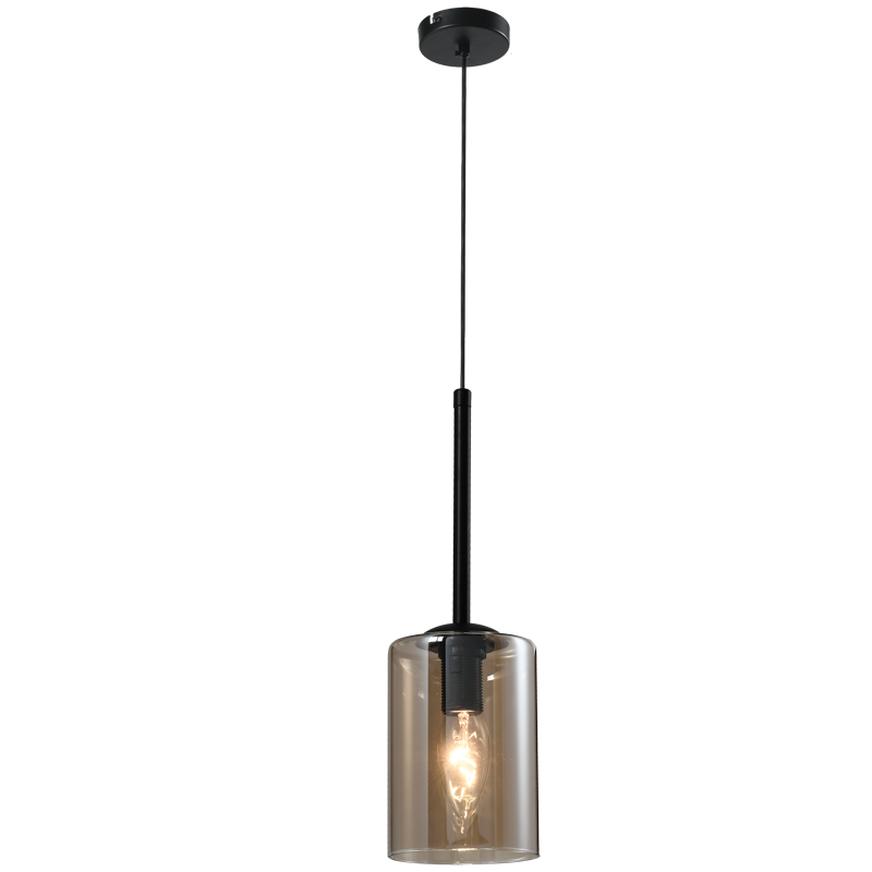 PEN850/1 Bright Star AMBER METAL PENDANT AMBER GLASS 1X40W (7W) SES 90MM