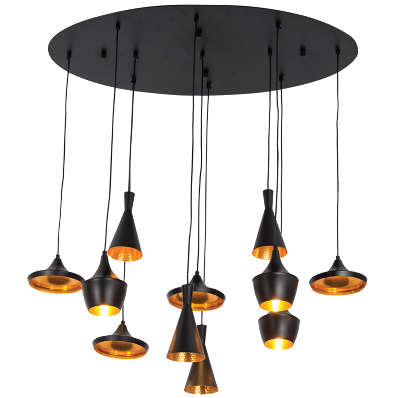 PEN851/11 Bright Star BK/GOLD METAL PENDANT BLK&GOLD 11 X 3W LED 3000K 900 LUMEN