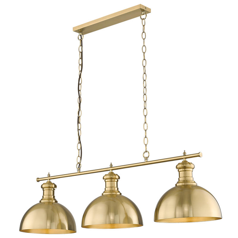 PEN853/3 Bright Star GOLD GOLD/ANTIQUE 3 LIGHT PENDANT 3X40W ES