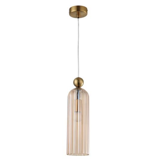 PEN855 Bright Star GOLD METAL PENDANT COGNAC GLASS 1X40W SES 100MM