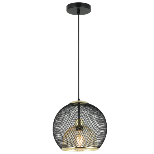 PEN861 Bright Star BLACK BLACK & GOLD MESH PENDANT 1X40W ES