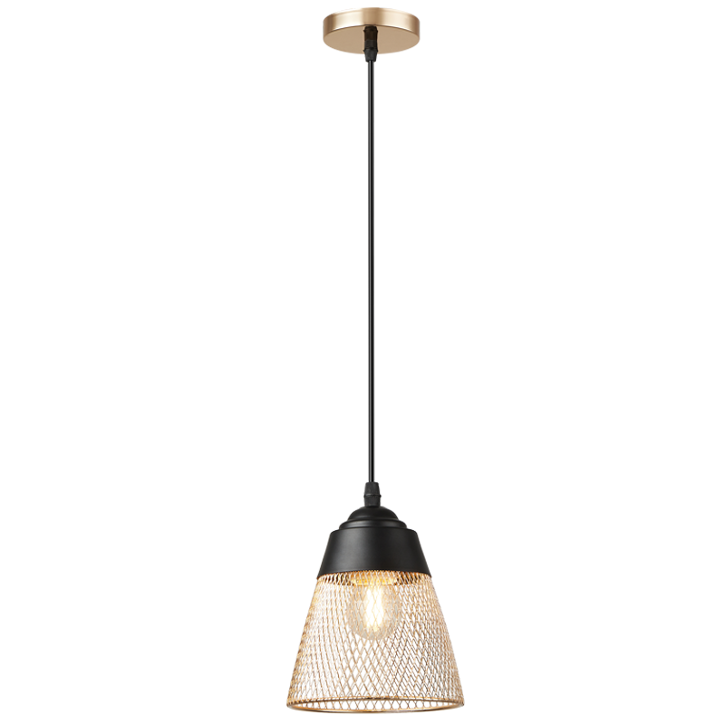 PEN863 Bright Star BK/GOLD BLACK & GOLD MESH METAL PENDANT 1X40W ES