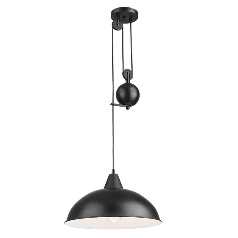 PEN871 Bright Star BLACK BLACK PENDANT INNER WH WITH PULLY 1X40 ES