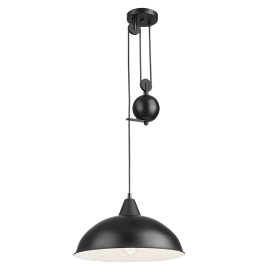 PEN871 Bright Star BLACK BLACK PENDANT INNER WH WITH PULLY 1X40 ES