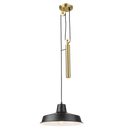 PEN872 Bright Star BRASS/BK BLK METAL PENDANT WHITE INNER ANTIQUE PULLY 1X40W