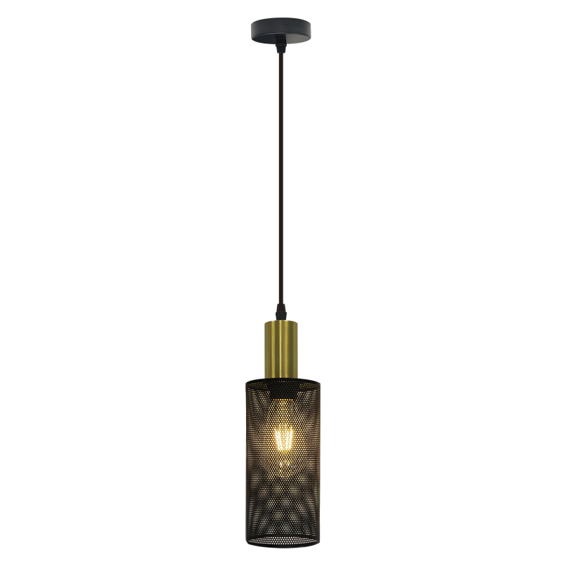 PEN873/1 Bright Star BK/GD BLK& GOLD PENDANT MESH 1X40W ES