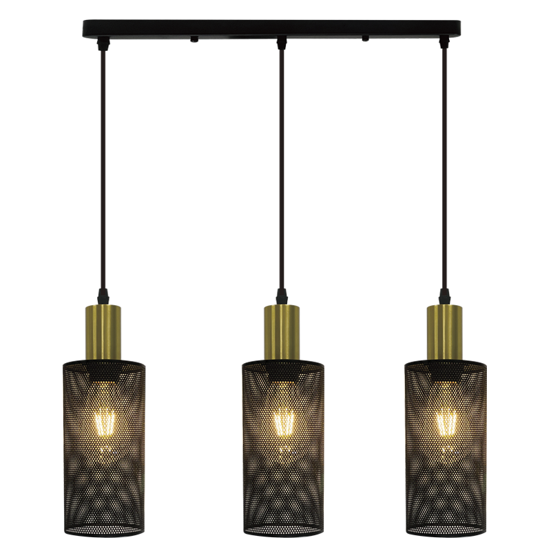 PEN874/3 Bright Star BK/GD BLK&GOLD PENDANT MESH 3X40W ES