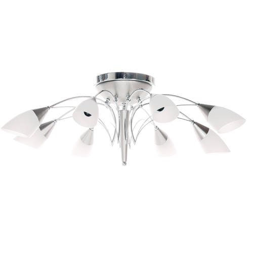 PEN9042/8 Bright Star SATIN SAT/CHR FLUSH MOUNT PENDANT 8X60W SES