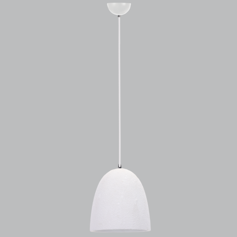 PEN934 Bright Star WHITE METAL PENDANT WHITE CERAMIC SHADE 1X40W ES