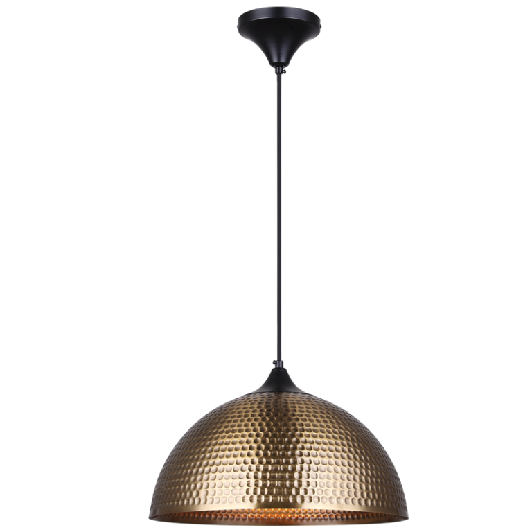PEN935 Bright Star BK/AQ BLK/ANT PENDANT HAMMERED METAL DOME 1X40W ES 400MM