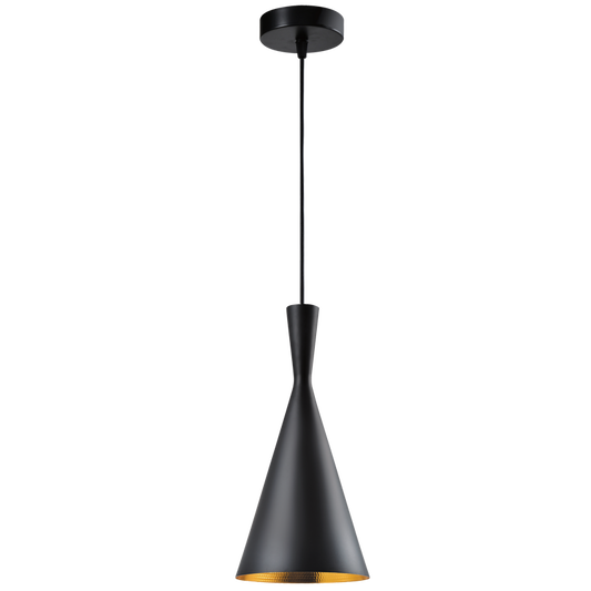 PEN936 Bright Star BLACK METAL PENDANT BLACK OUTER GOLD INNER 1X40W ES