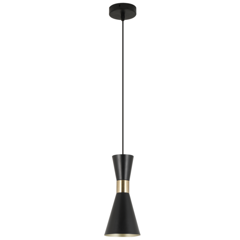 PEN940 Bright Star BLACK METAL PENDANT OUTER BLACK INNER GOLD 1X40W ES