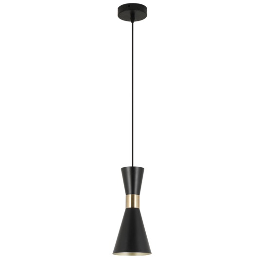 PEN940 Bright Star BLACK METAL PENDANT OUTER BLACK INNER GOLD 1X40W ES