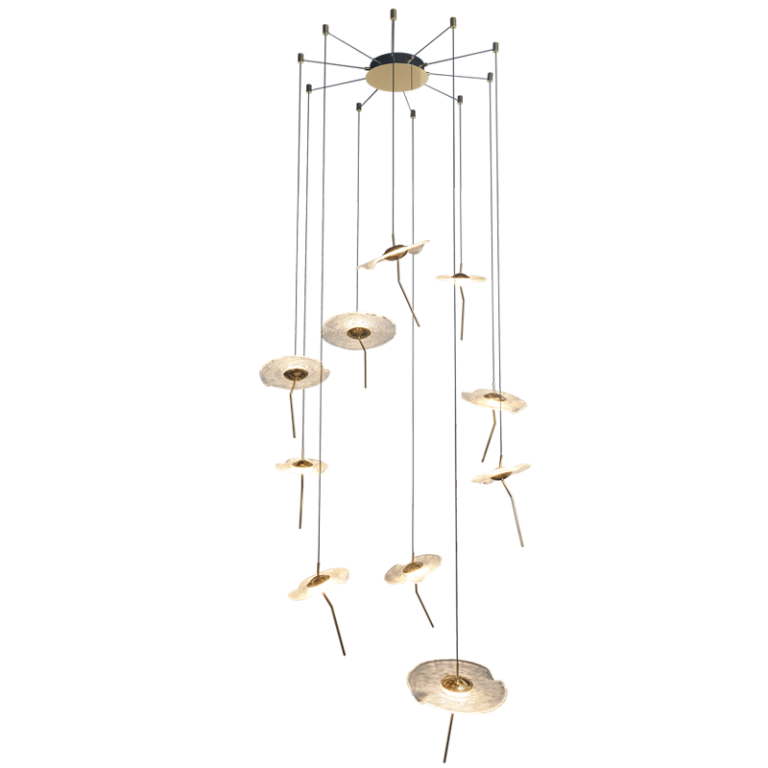 PEN956/10 Bright Star CCT ALU & GLASS PENDANT GOLD 33W LED CCT 6LIGHT