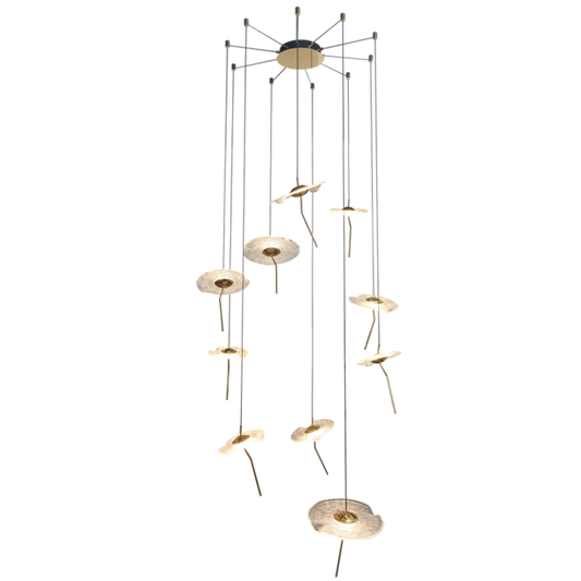 PEN956/10 Bright Star CCT ALU & GLASS PENDANT GOLD 33W LED CCT 6LIGHT