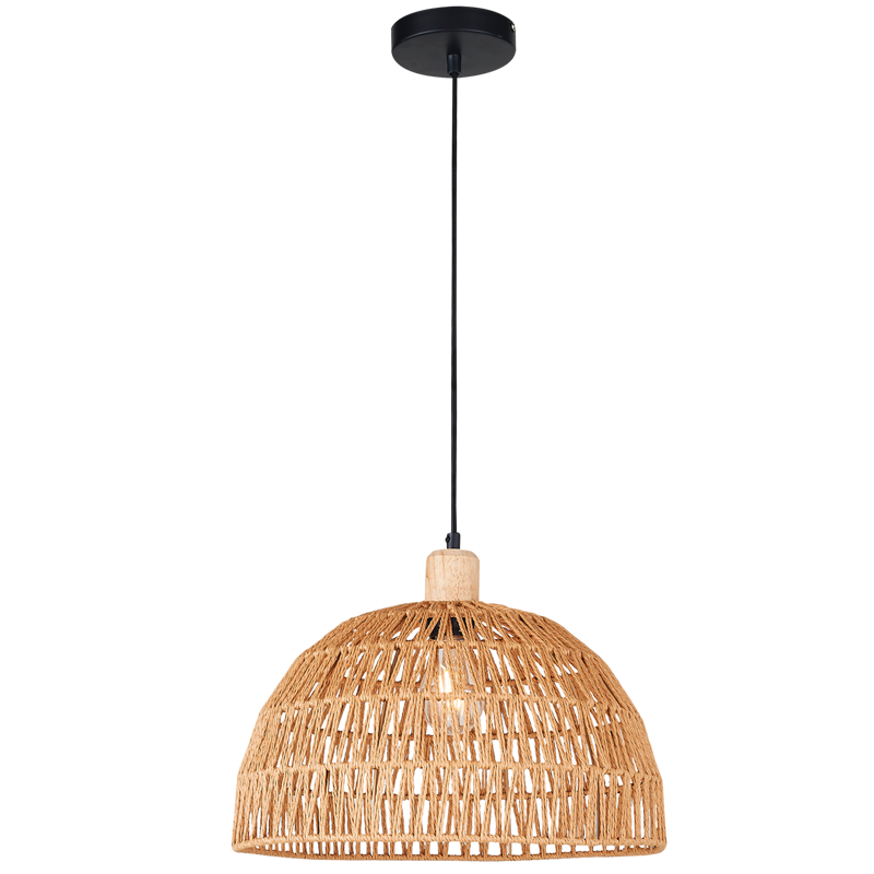 PEN957 Bright Star STRING METAL WOOD & STRING PENDANT 1X40W ES 400MM
