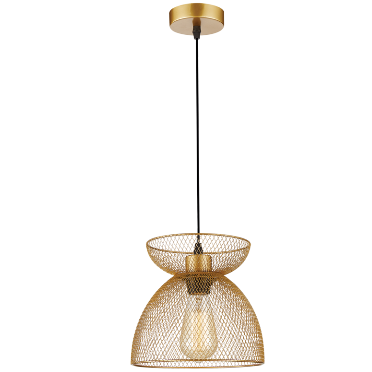 PEN960 Bright Star GOLD GOLD MESH IRON PENDANT 1X40W ES 220MM