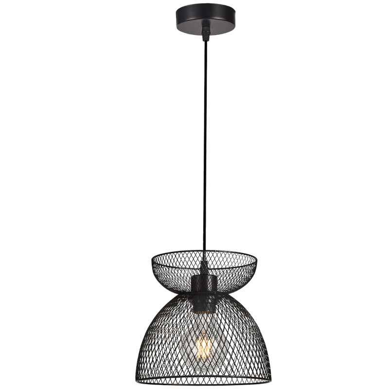 PEN961 Bright Star BLACK BLACK MESH IRON PENDANT 1X40W ES 220MM