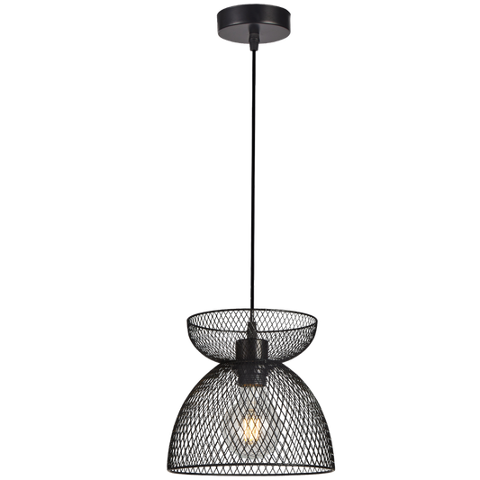 PEN961 Bright Star BLACK BLACK MESH IRON PENDANT 1X40W ES 220MM