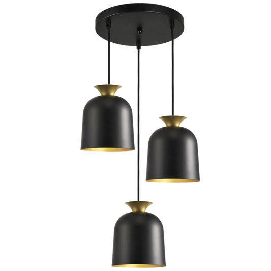 PEN962/3 Bright Star BLACK 3 LIGHT BLACK & GOLD IRON PENDANT 3X40W ES