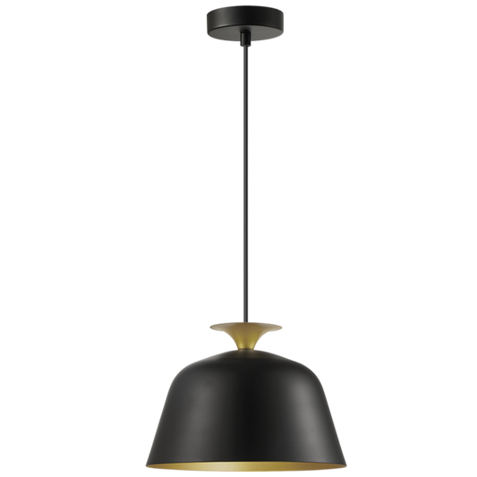 PEN963 Bright Star BLACK BLACK & GOLD IRON PENDANT 1X40W ES 245MM