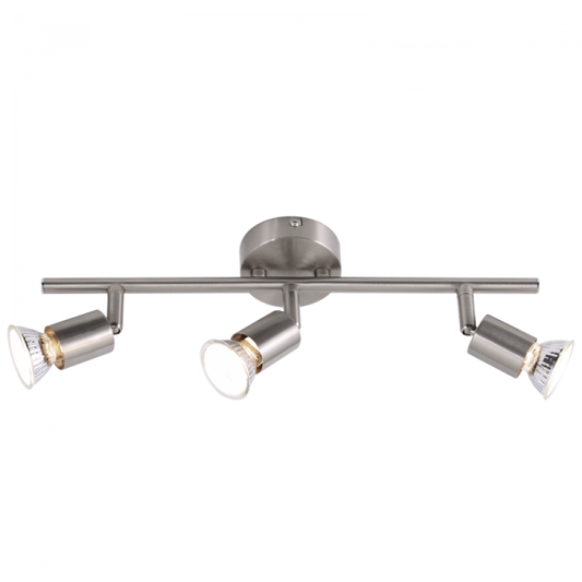 S055/3 Bright Star SATIN SATIN CHROME SPOT 3X50W GU10 BASE 80MM BAR 380MM