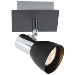 S056/1 Bright Star BLACK POLISHED CHR&BLACK SPOT 1X50W GU10 BASE 100MM