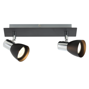 S056/2 Bright Star BLACK POLISHED CHR&BLK SPOT 2X50W GU10 BASE 100MM 280MM