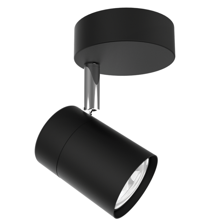 S167/1 Bright Star MATT BK MATT BLK & POLISH CHR 1X50W GU10 BASE 80MM