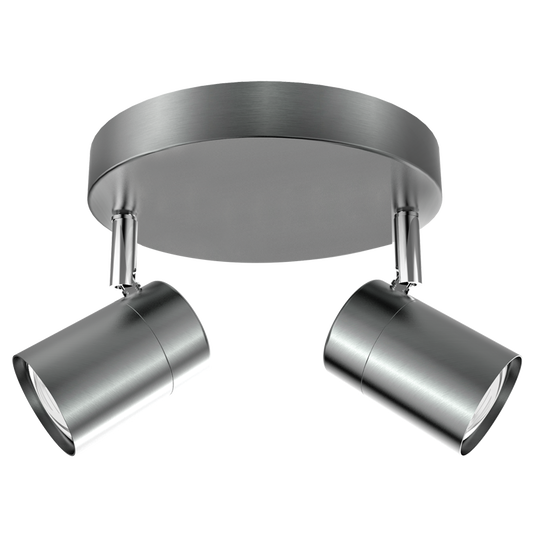 S168/2 Bright Star SATIN SATIN CHROME SPOTLIGHT 2X50W GU10 ROUNDBASE 180MM